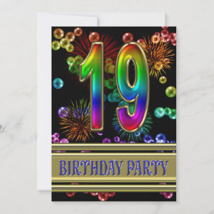 19º Convite de aniversário com bolhas