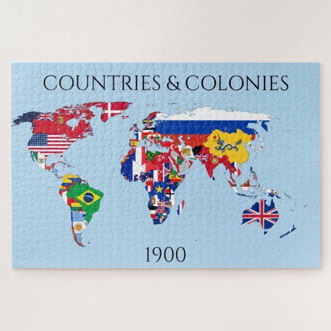 1900 países colônias bandeiras quebra-cabeça (Horizontal)