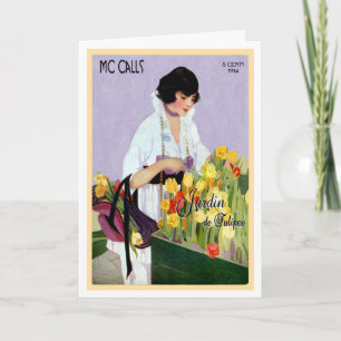 1914!!! "JARDIM DE TULIPAS FRANCÊS" CARTÃO DE BOAS