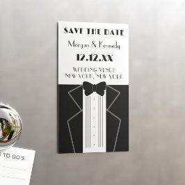 1920 Estilo Tuxedo Casamento Salve o ímã de data