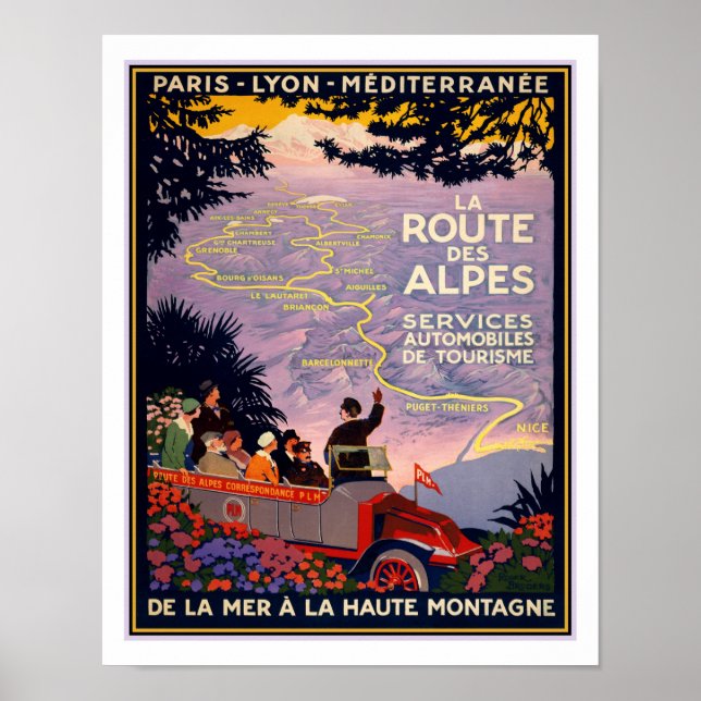 1920 La Route Des Alpes Poster de viagens (Frente)