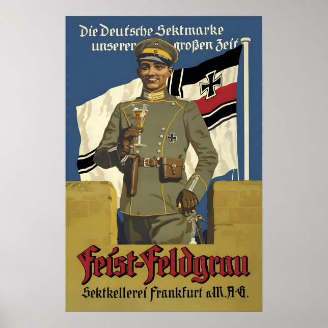 1920s German Sparkling Wine Poster Feist-Feldgrau (Frente)