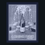 1923 Art Deco Champagne Ad Poster<br><div class="desc">1923,  Art Deco,  anúncio para G. Chauvet Freres em azul/branco. Disponível em outras cores e tamanhos.</div>