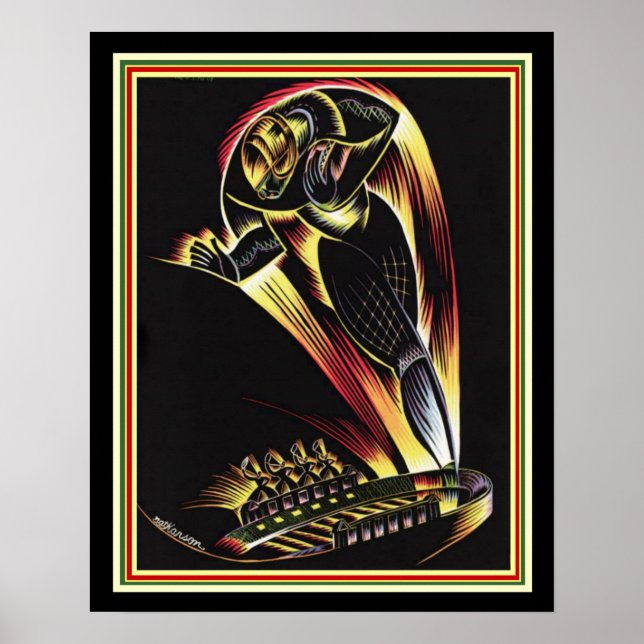 1929 Art Deco Futebol Poster 16 x 20 (Frente)