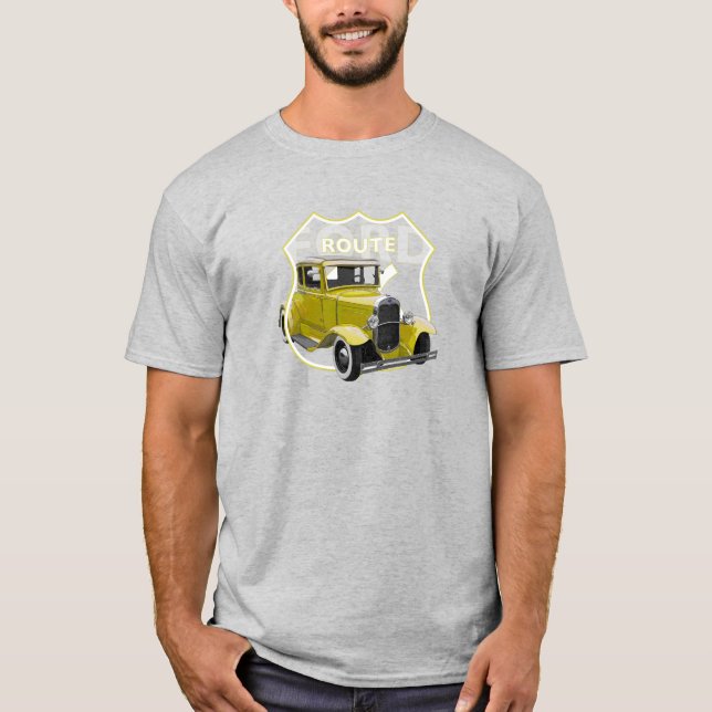 1930 Modelo A Yellow Classic Hotrote66 T-Shirt (Frente)