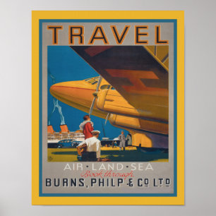 1930 - Terra e Poster de viagens do Mar