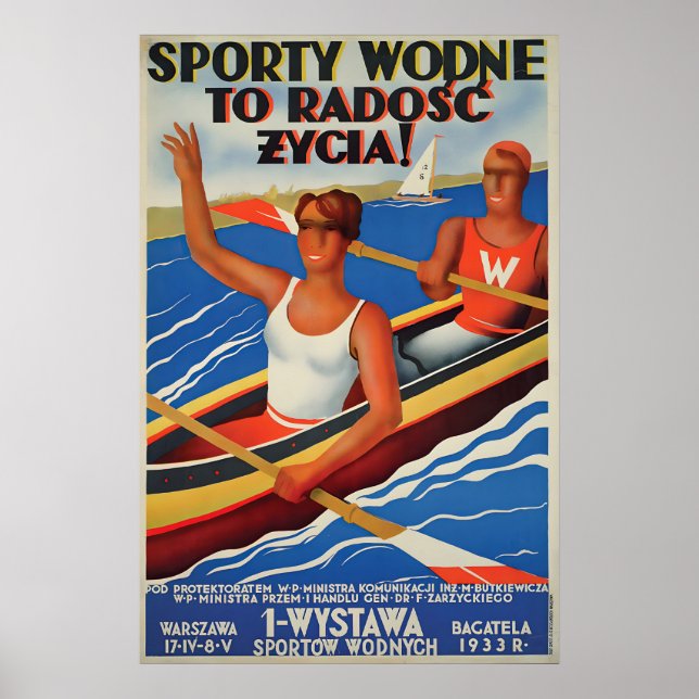 1930s Poland Sports Promotion poster Rowing Public (Frente)