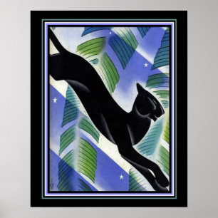 1931 Art Deco "Black Panther" Impressão 16x20
