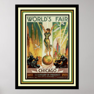 1933 poster 12 x 16 do art deco da feira de mundo