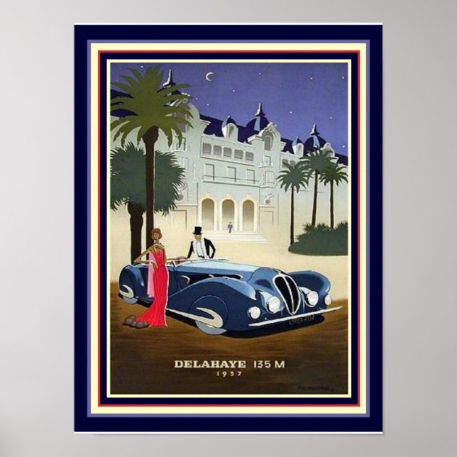 1937 Art Deco Delahaye Impressão 12x16 (Frente)