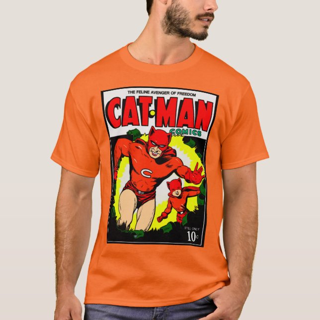 1940's CAT-MAN Comics T-Shirt  (Frente)