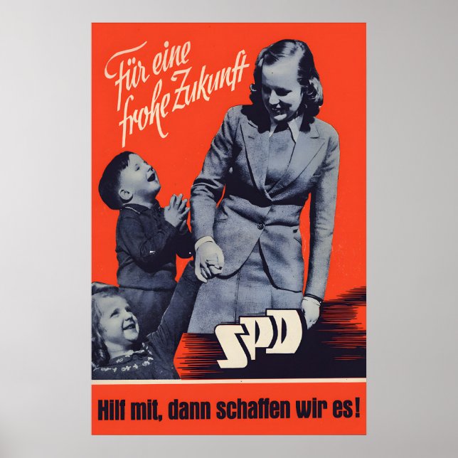 1949 German Labour Party SPD Election Poster For a (Frente)