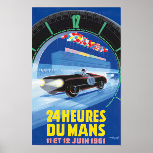 1961 Poster de corridas de 24 horas