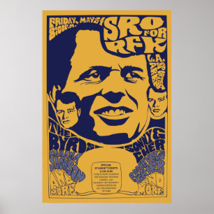 1968 "Sala de Pé Apenas" RFK Poster Psicodélico
