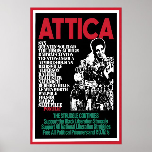 1970s  Poster -Black Panther- Attica Art Wall (Frente)