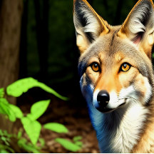 "1996" Cayote na arte da canvas florestal