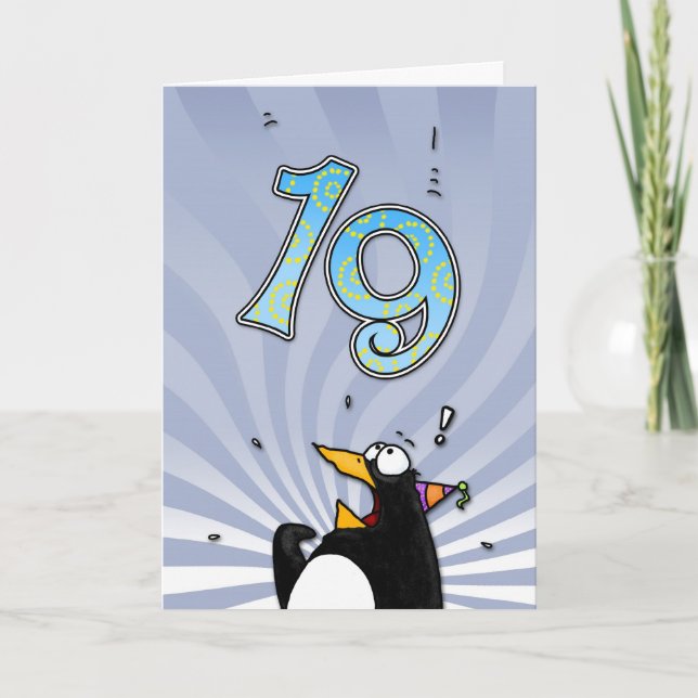 19.º Aniversário - Cartão Surpresa Pinguim (Frente)