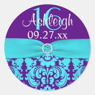 1,5" roxo, etiqueta do doce 16 do damasco de