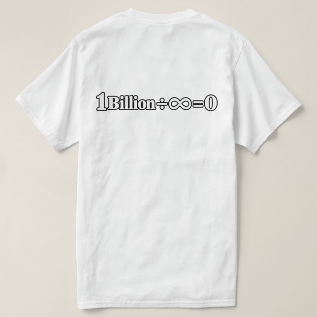 1 Bilhão ÷ Infinito = 0 Camiseta de Matemática | M (Verso do Design)