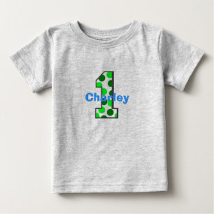 1 Camisa de aniversário de Bolinhas verde