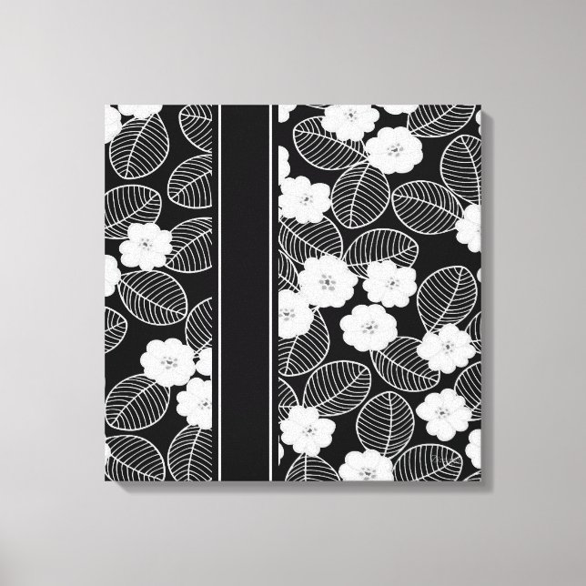 1 Canvas Black White Trim Damask Floral (a) (Frente)