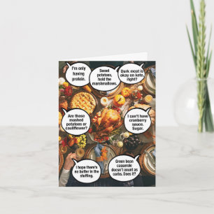 1 Cartão de Ação de Graças Engraçado - Comidas Fam