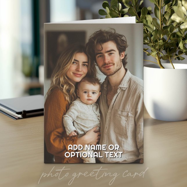 1 Cartão de Modelo de Texto Simples e Foto Complet (Photo Greeting Card)