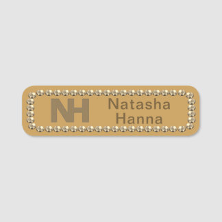 1" Etiqueta de Nome Brilho Dourado Natasha Hanna