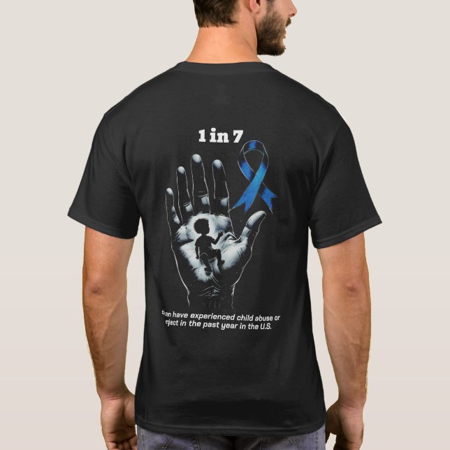 "1 in 7" Child Abuse Prevention Awareness T-Shirt (Verso)