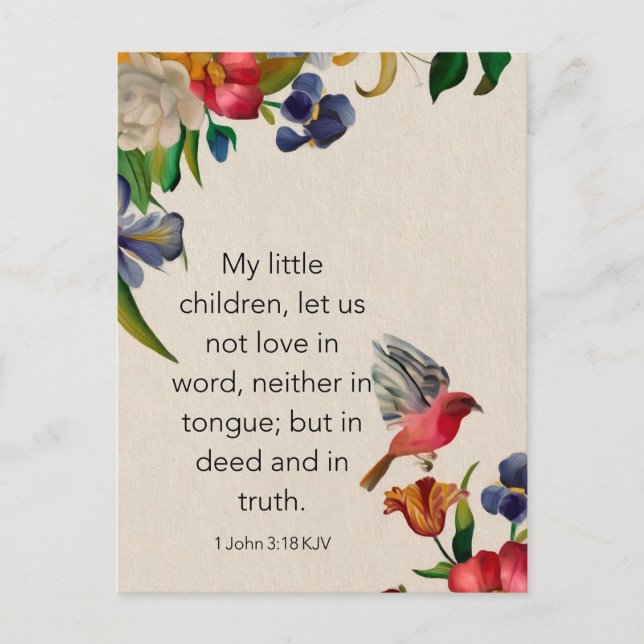 1 João 3:18 KJV Cartão de Memorização de Versículo (Frente)
