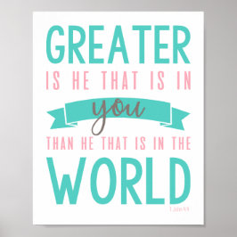 1 John 4:4 Bíblia Verse Christian Poster Wall Art