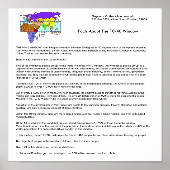 1 Poster - Fatos sobre a janela 10/40 (Frente)