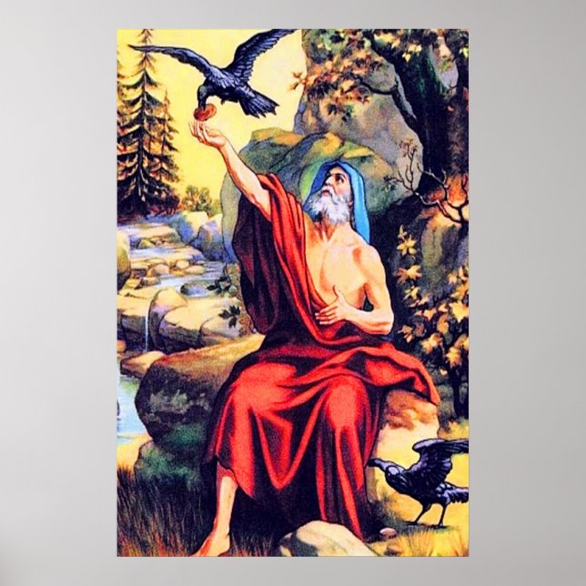 1 Reis 17 Deus envia Comida a Elijah poster (Frente)