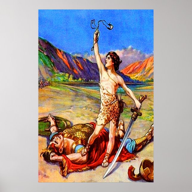 1 Samuel 17 David derrota um poster gigante (Frente)