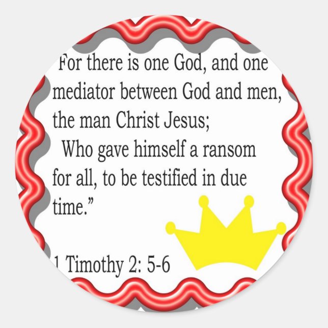 1 Timothy 2: 5- 6 frame com autocolantes (Frente)