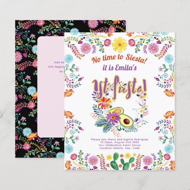 1rua Fiesta Aniversário para uma Menina Folkart OR (Frente/Verso)