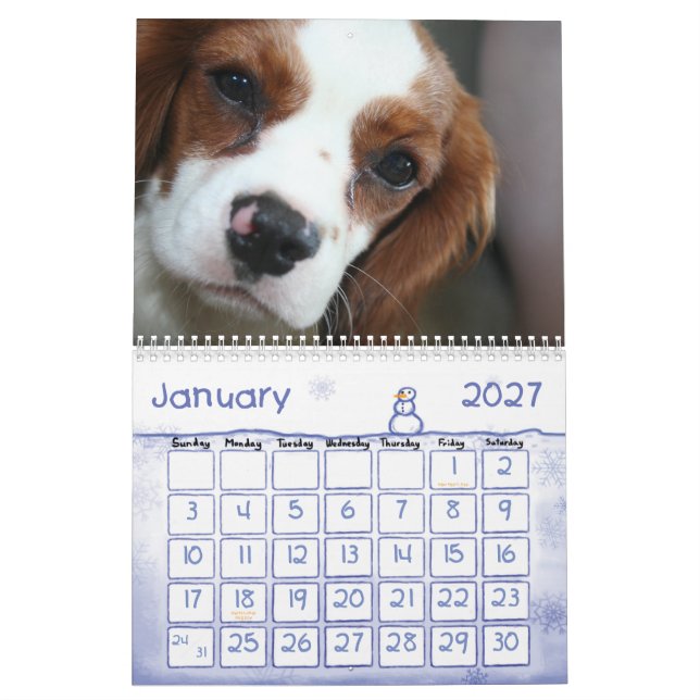 2009-2010 calendário descuidado do Spaniel de rei (Jan 2027)