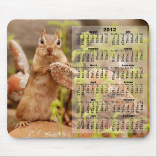 2012 calendário - Chipmunk bonito Mousepad