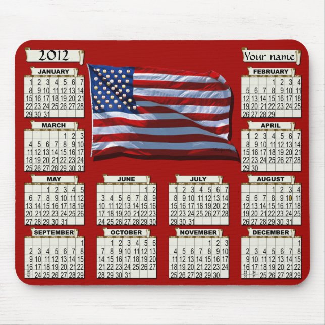 2012 calendário Mousepad (Frente)
