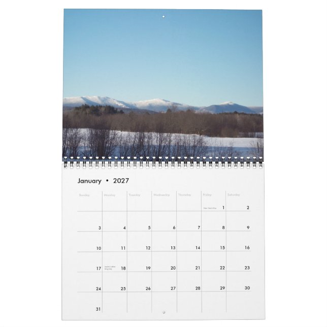 2012 vistas do calendário de Maine (Jan 2027)
