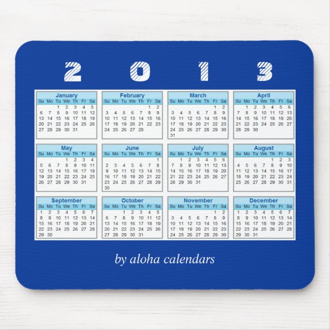 2013 calendário Mousepad (Frente)