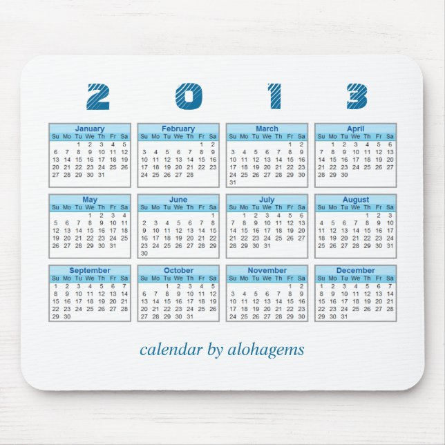 2013 calendário Mousepad (Frente)