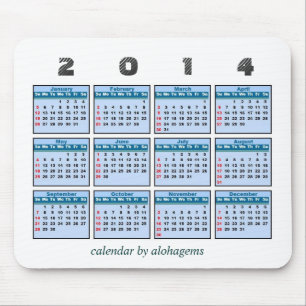 2014 calendário Mousepad