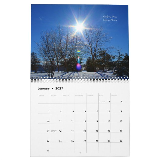 2015 calendário - cenas da natureza de Maine (Jan 2027)