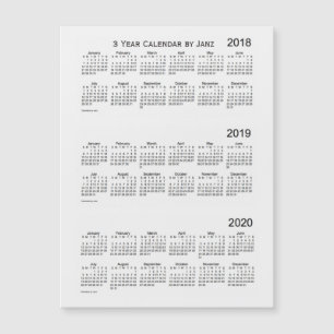 2018-2020 fumo branco calendário de 3 anos por