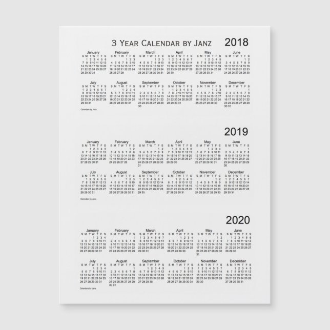 2018-2020 White Smoke 3 Year Calendar de Janz (Frente)