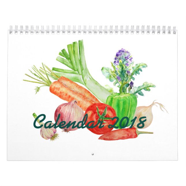 2018 dois vegetais da aguarela do calendário da (Capa)