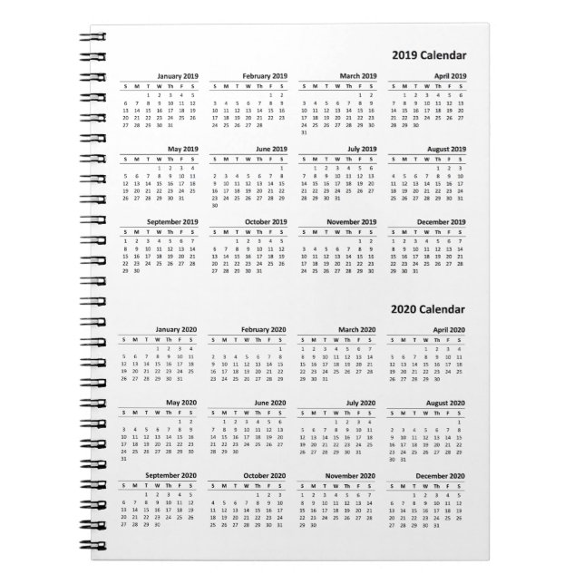 2019-2020 caderno do cobrir do calendário (Frente)