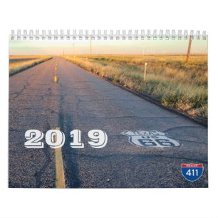 2019 calendário de parede da rota 66
