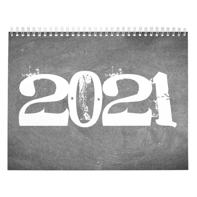 2021 Calendário do Quadro Preto e Texto Branco (Capa)